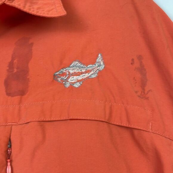 White Sierra Button Down Long Sleeve fishing shirt with Embroidered Trout XXL - Picture 4 of 11